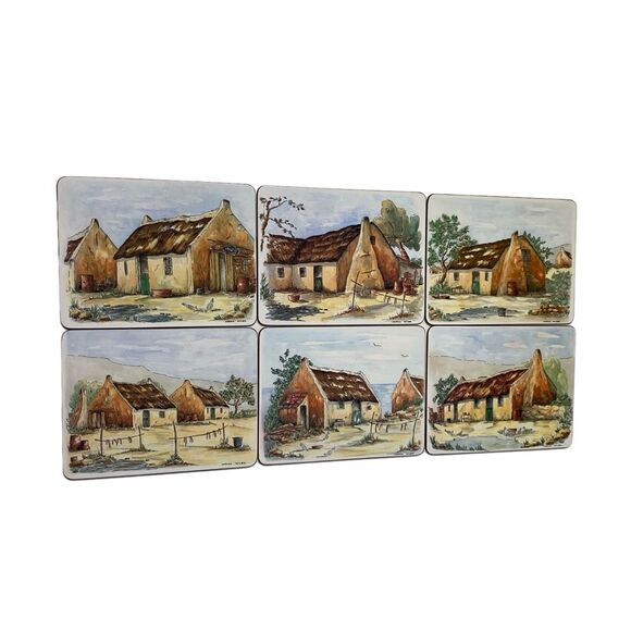 Vintage Cape Cottages Cork Backed Place Mats Artist Norma Wiles Set of Six - Picture 3 of 15
